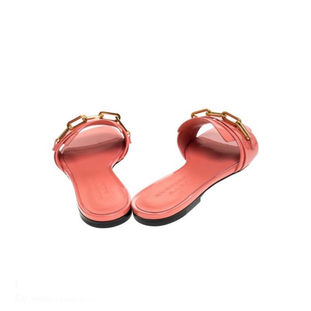 Burberry | ‘Coleford’ Patent Leather Flat Slides - Picture 14 of 16